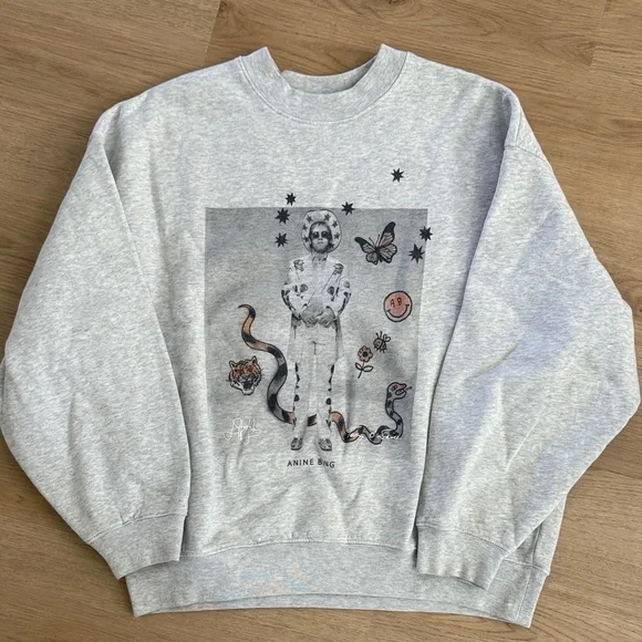 Anine Bing - Jaci Sweatshirt AB x TO x iscreamcolour Elton John in Heather Grey - Picture 1 of 1